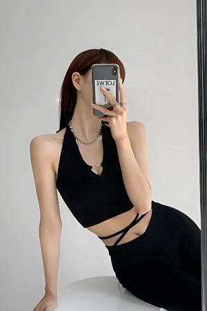 Baddie Heart Ring Halter Top