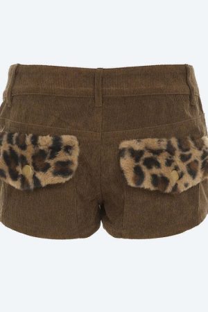 Baddie Leopard Corduroy Shorts