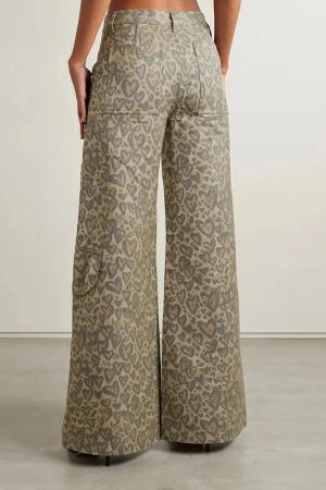 Baddie Leopard Embellished Cut Out Pants
