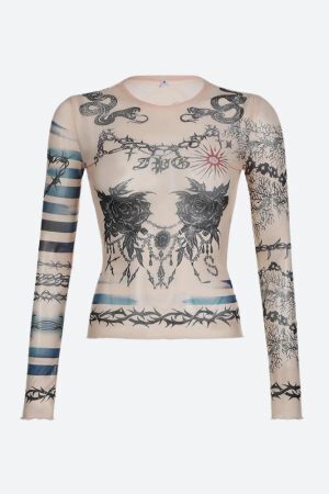 Baddie Mesh Tattoo Top