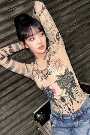 Baddie Mesh Tattoo Top