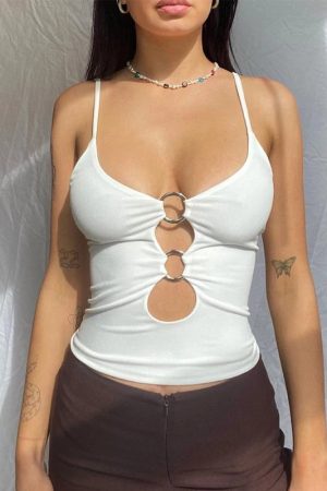 Baddie O-Ring Plunge Neck Top