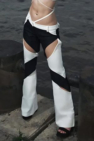 Baddie Patchwork Cut-Out Festival Pants