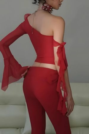 Baddie Rose One Shoulder Mesh Top