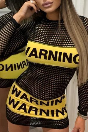 Baddie Warning Fishnet Mini Dress