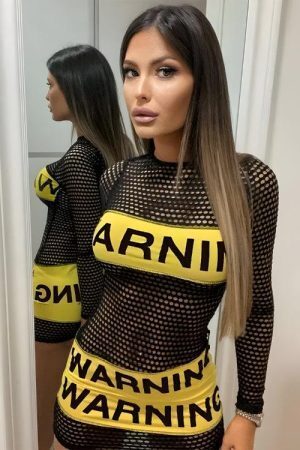 Baddie Warning Fishnet Mini Dress