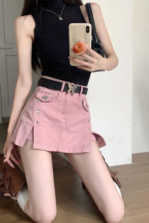Barbie Side Slit Denim Mini Skort