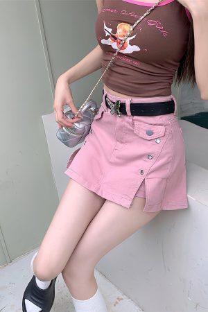 Barbie Side Slit Denim Mini Skort