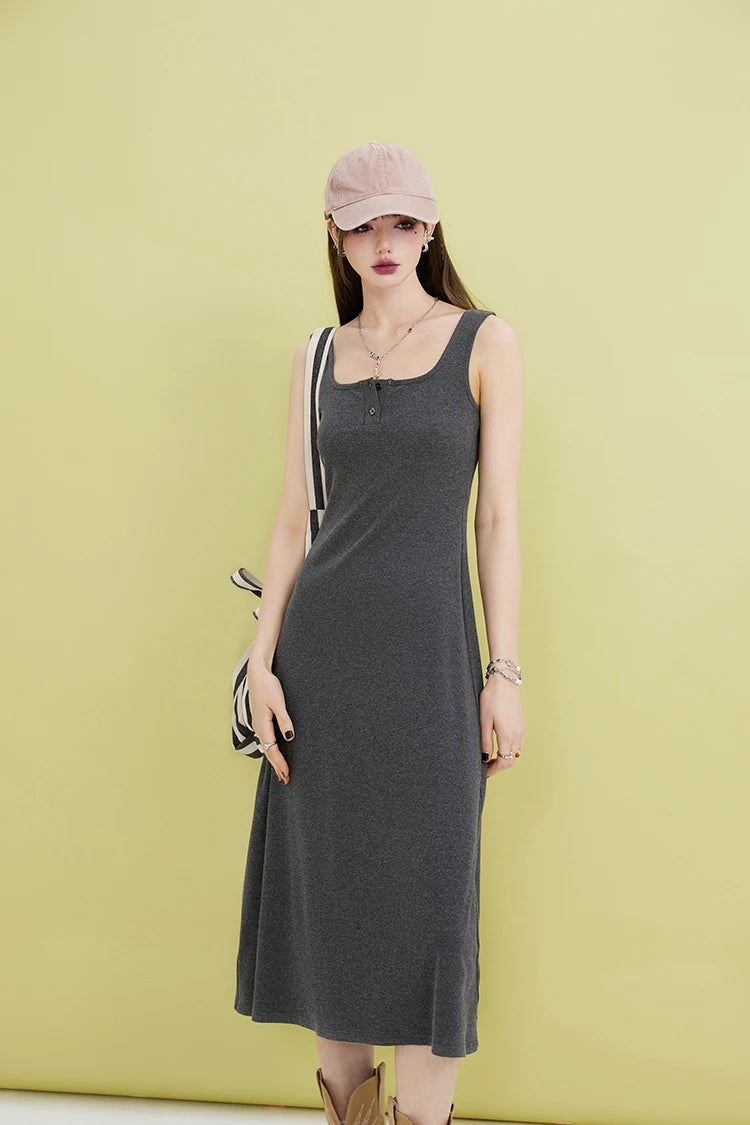 Basic Casual Button Up Midi Dress Basic Casual Button Up Midi Dress