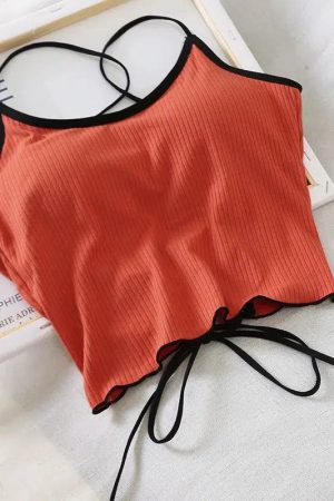 Basic Corduroy Backless Crop Top