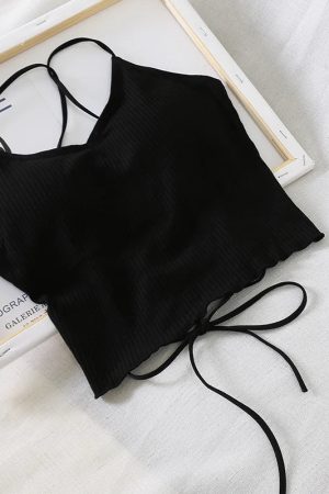 Basic Corduroy Backless Crop Top