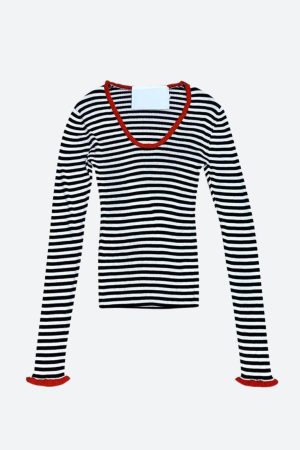 Basic Striped Scoop Neckline Top