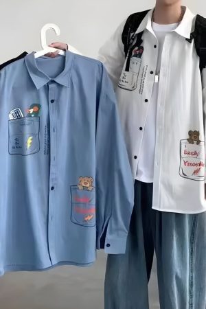 Bear & Skateboard Detailed Shirt