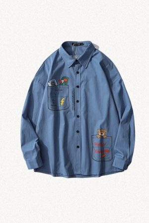 Bear & Skateboard Detailed Shirt
