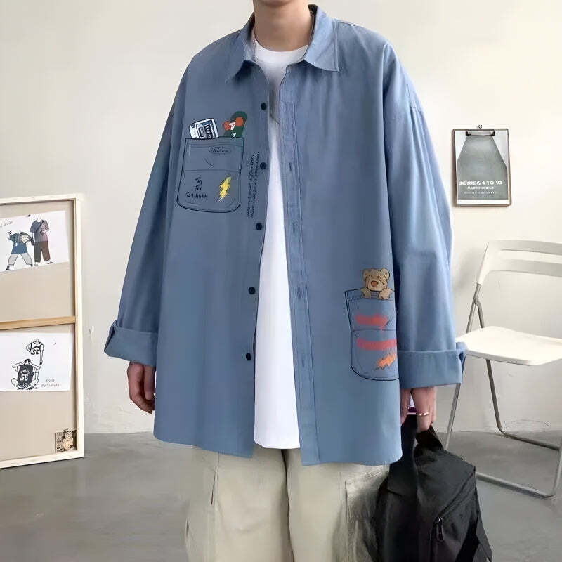 Bear & Skateboard Detailed Shirt Bear & Skateboard Detailed Shirt