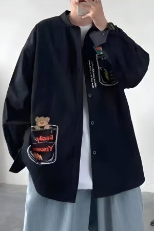 Bear & Skateboard Detailed Shirt