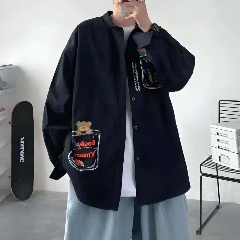 Bear & Skateboard Detailed Shirt Bear & Skateboard Detailed Shirt