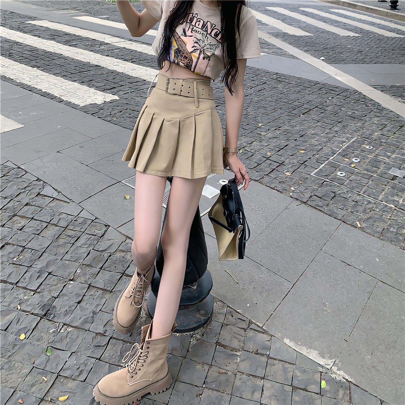 Belt Detail Pleated Mini Skirt Belt Detail Pleated Mini Skirt