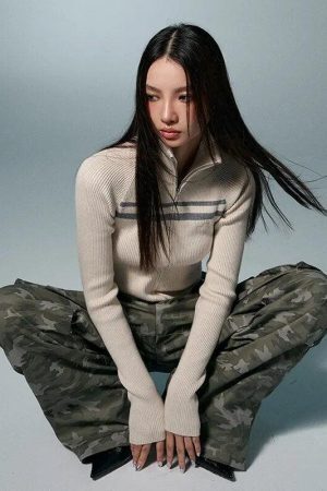 Belted Back Turtleneck Cropped Cardigan