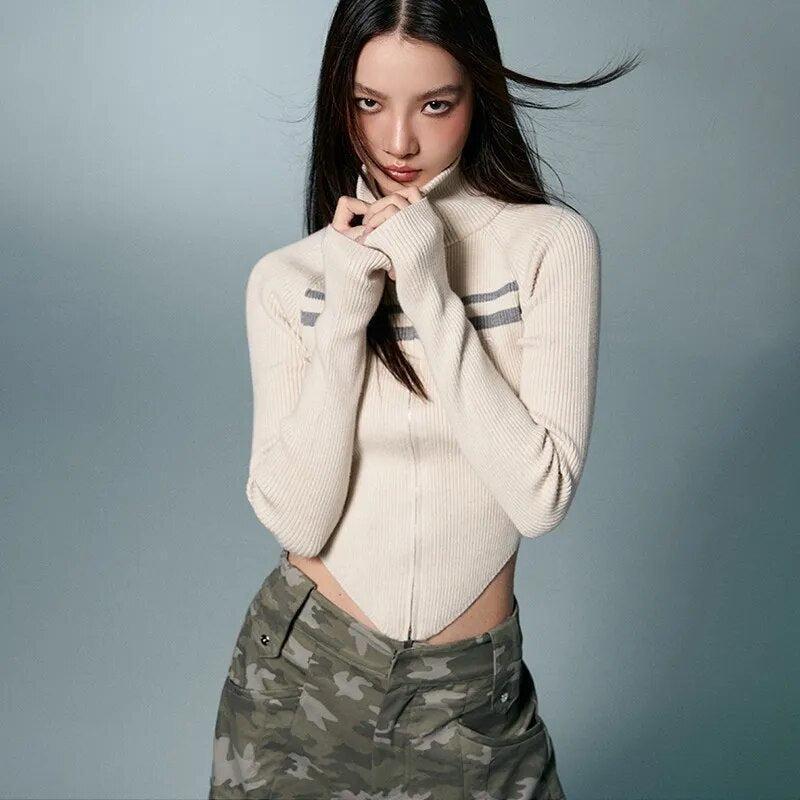 Belted Back Turtleneck Cropped Cardigan Belted Back Turtleneck Cropped Cardigan