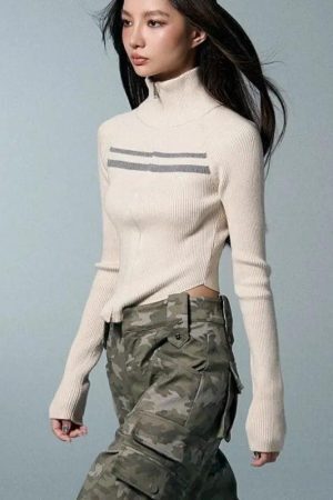 Belted Back Turtleneck Cropped Cardigan