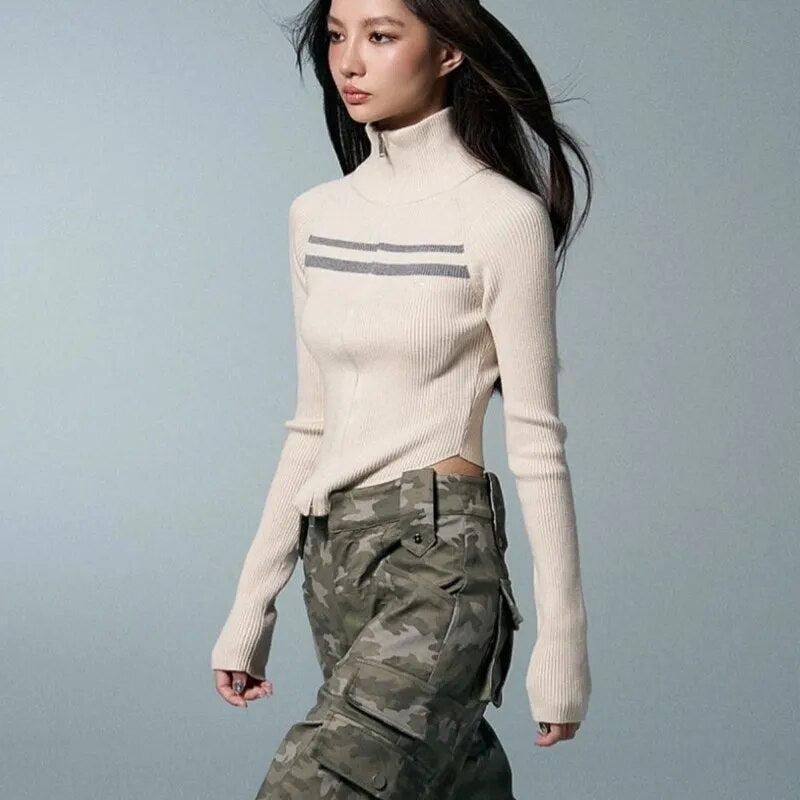 Belted Back Turtleneck Cropped Cardigan Belted Back Turtleneck Cropped Cardigan