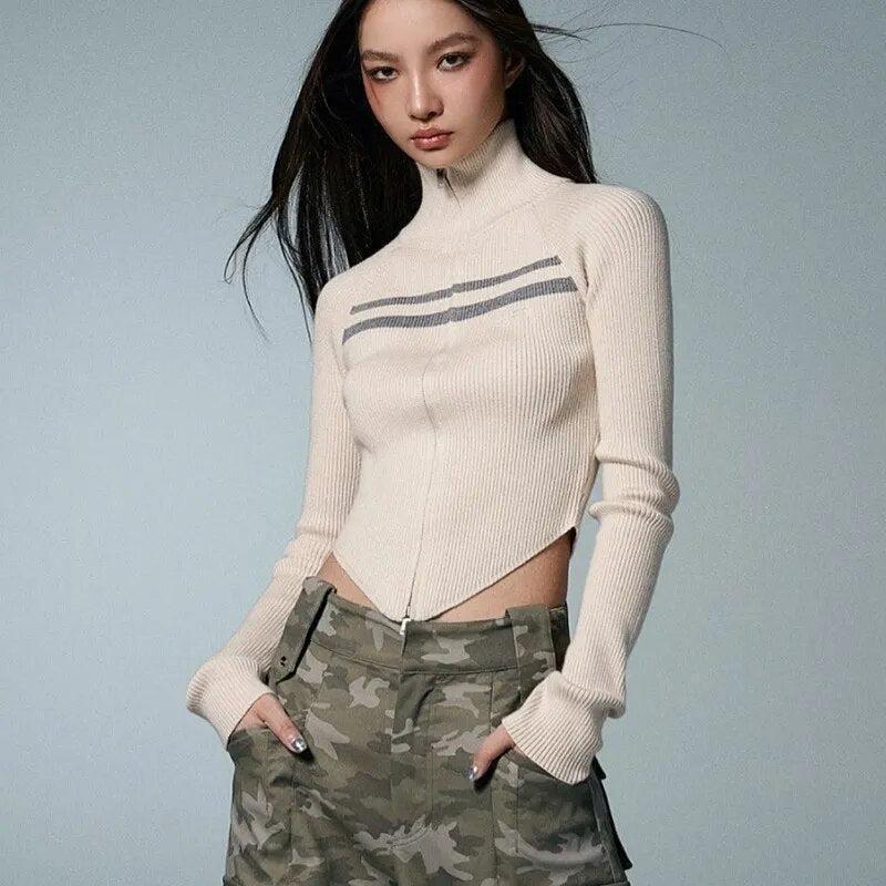 Belted Back Turtleneck Cropped Cardigan Belted Back Turtleneck Cropped Cardigan