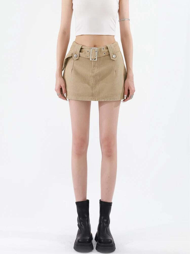 Belted Denim Mini Skirt Belted Denim Mini Skirt