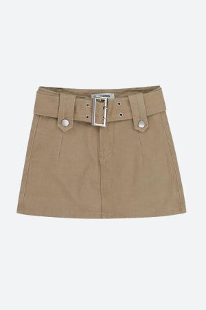 Belted Denim Mini Skirt