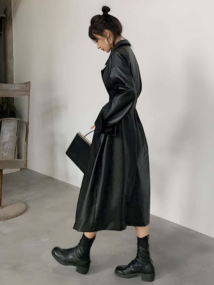 Belted Faux Leather Coat Belted Faux Leather Coat