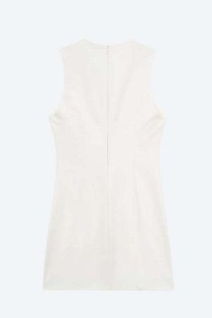 Belted Plunge Neck Mini Dress