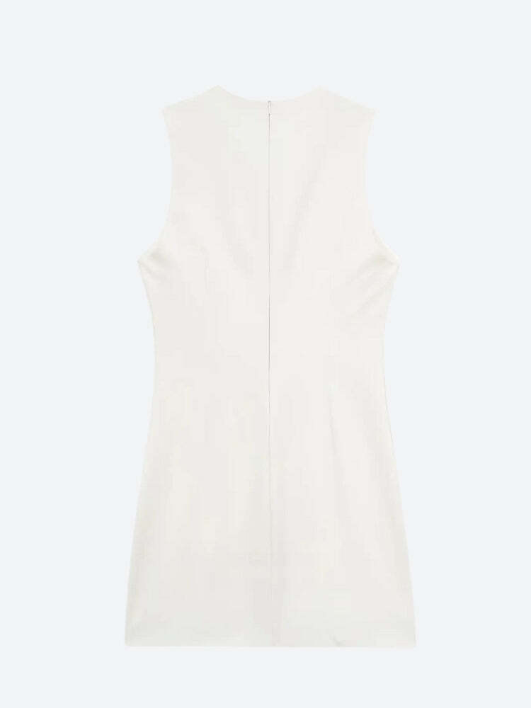 Belted Plunge Neck Mini Dress Belted Plunge Neck Mini Dress