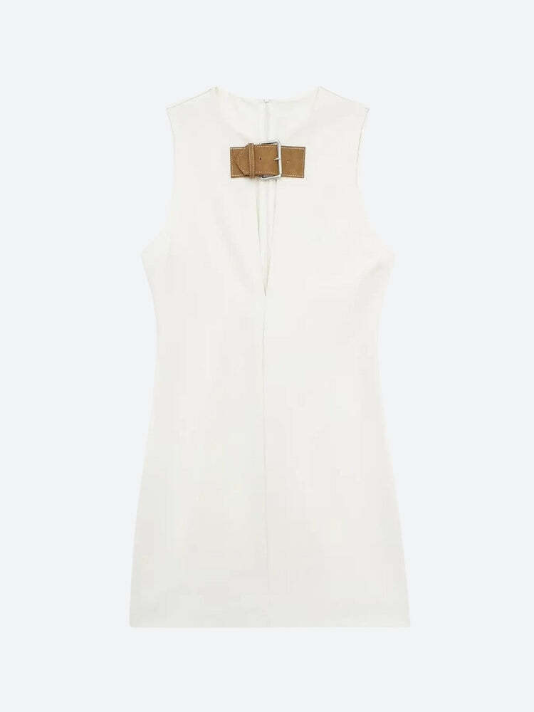 Belted Plunge Neck Mini Dress Belted Plunge Neck Mini Dress