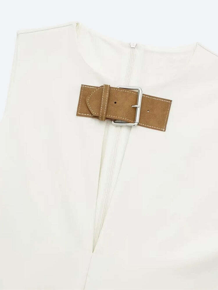 Belted Plunge Neck Mini Dress Belted Plunge Neck Mini Dress