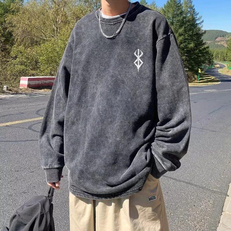 Berserk Printed Distressed Unisex Sweatshirt Berserk Printed Distressed Unisex Sweatshirt