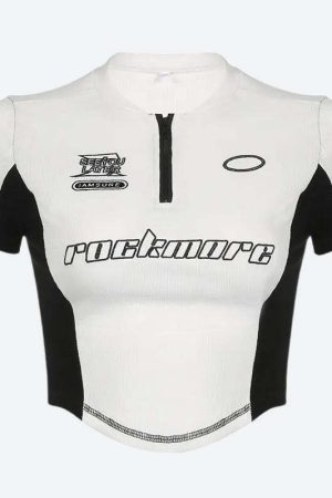 Biker Half Zip-Up Crop Top