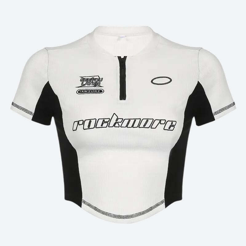 Biker Half Zip-Up Crop Top Biker Half Zip-Up Crop Top