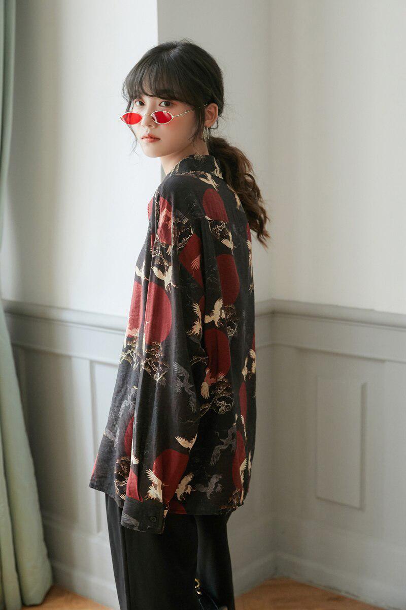 Bird Pattern Long Sleeve Shirt Bird Pattern Long Sleeve Shirt