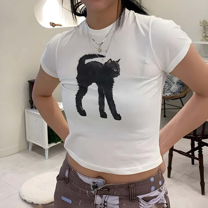 Black Cat Crop Tee Black Cat Crop Tee