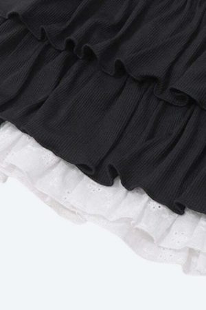 Black Coquette Mini Skirt