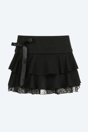 Black Coquette Mini Skirt