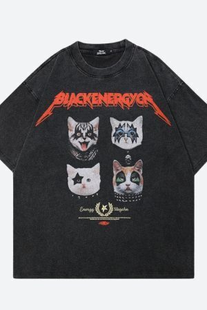 Black Energy Cat Band Tee