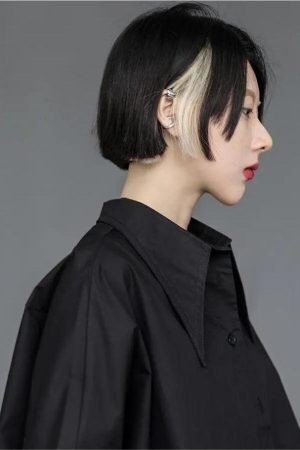 Black Korean Asymmetric Shirt