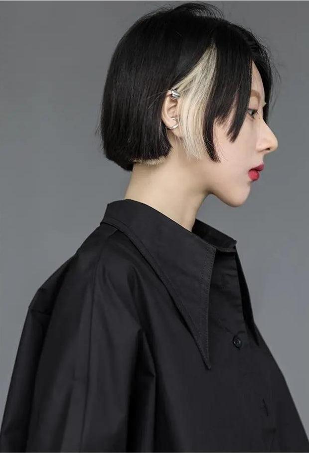 Black Korean Asymmetric Shirt Black Korean Asymmetric Shirt
