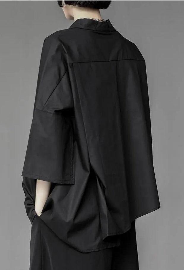 Black Korean Asymmetric Shirt Black Korean Asymmetric Shirt