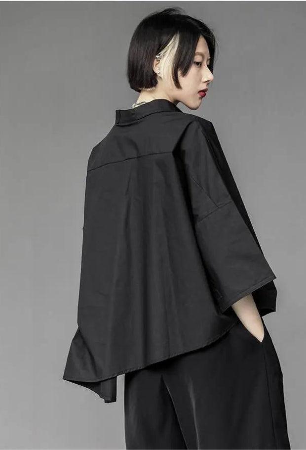 Black Korean Asymmetric Shirt Black Korean Asymmetric Shirt