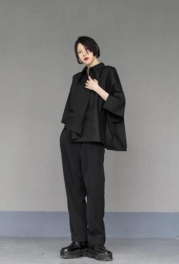 Black Korean Asymmetric Shirt Black Korean Asymmetric Shirt