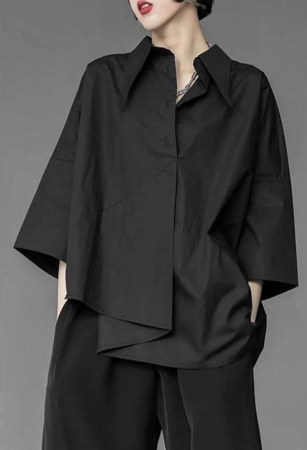 Black Korean Asymmetric Shirt Black Korean Asymmetric Shirt