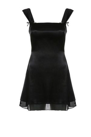 Black Tie Fastening Mini Dress
