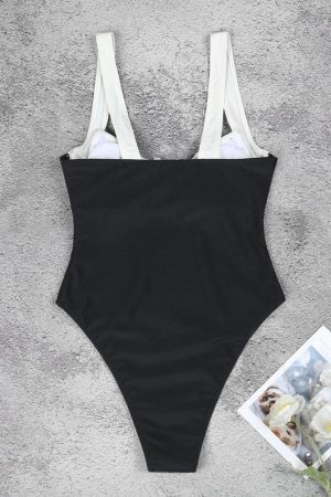 Black & White High Leg Swimsuit